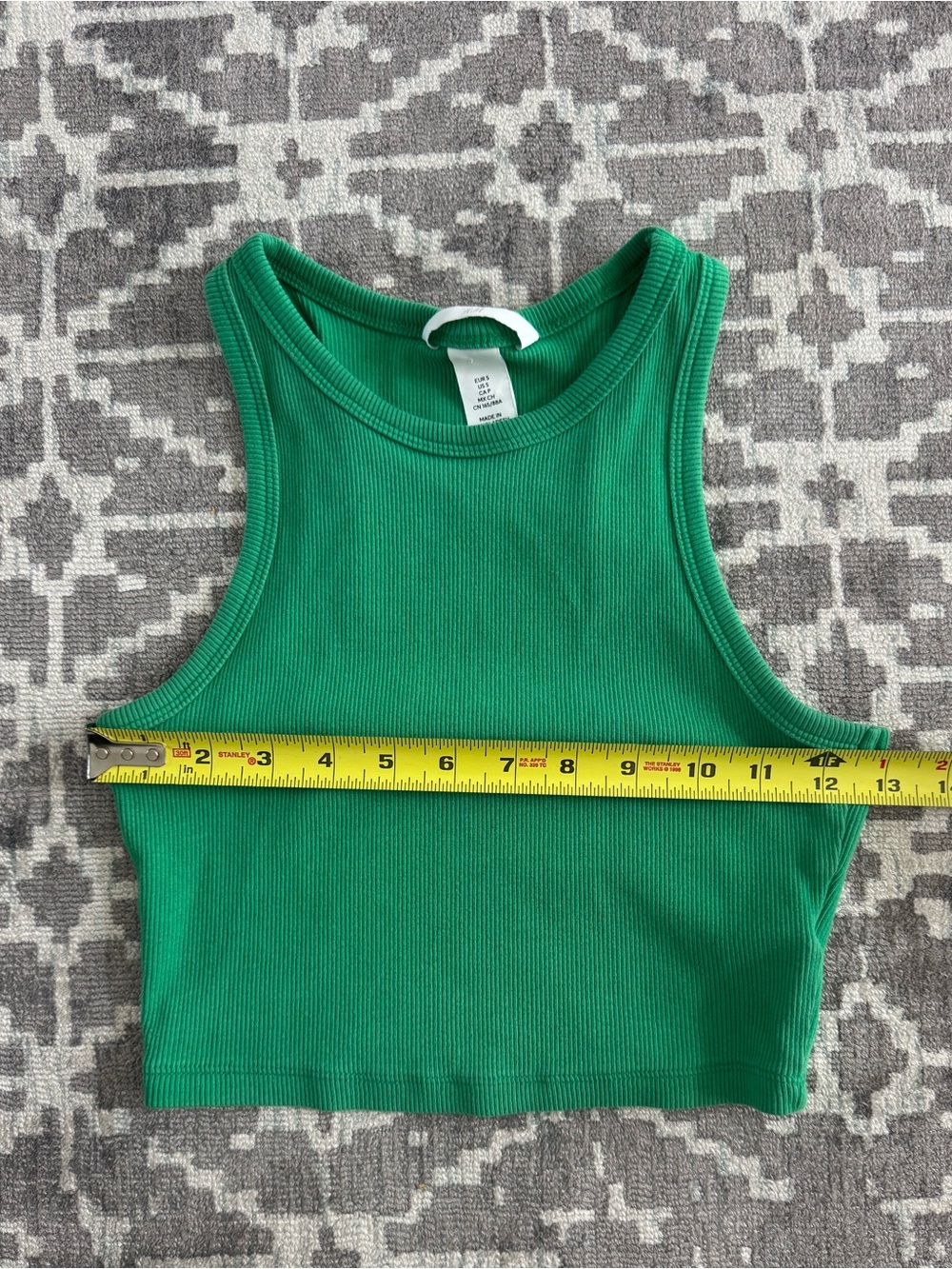 H&M Bright Green Ribbed Cropped Racerback Tank - Picture 3 of 8